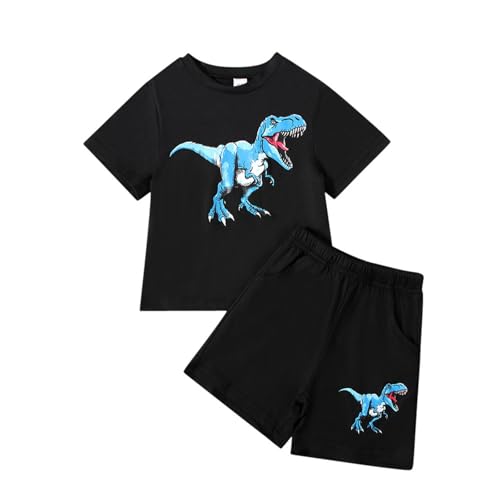 Generisch Jungen Kinder Schlafanzug Baumwolle Nachtwäsche Kurzarm Shorty Pyjamas Set Dinosaurier Traktor Bagger Weltraum Planeten Zweiteiliger Schlafanzüge Junge Mädchen Pyjama #29 Blue 6 Years von Generisch