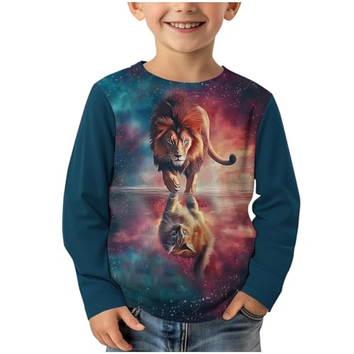 Jungen Langarmshirt Rundhals Tops Coole Bedrucktes T-Shirt Kinder Klamotten Kleidung Bekleidung Oberteile Basic Long Sleeve Top Mädchen Thermoshirt Baumwolle Blau, 11 Jahre von Generisch