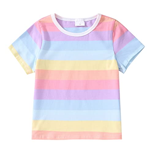 Jungen Mädchen Oberteile Kinder Kleinkind Baby Junge Mädchen Mehrfarbiger Streifendruck Kurzarm T-Shirt Tops Kleidung Karierte Bluse Damen von Generisch