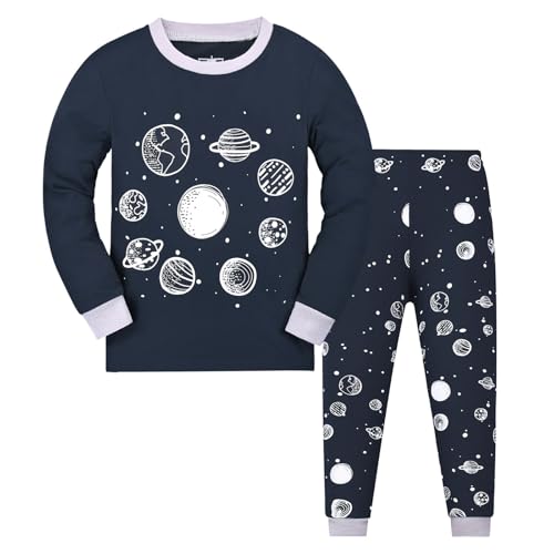 Jungen Schlafanzug Dinosaurier Langarm Zweiteilig Pyjama Kinder Baumwolle Schlafanzüge Set Winter Weihnachten Nachtwäsche Größe 1-12 Jahre von Generisch