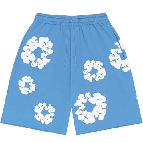 Jungen Shorts Sommer Blumen Aufdruck Sommershorts Elastische Taille Strandshorts Gerades Bein Sportshorts Short Mit Taschen Und Tunnelzug Loose Stretch Freizeitshorts Sky Blue 140 von Generisch