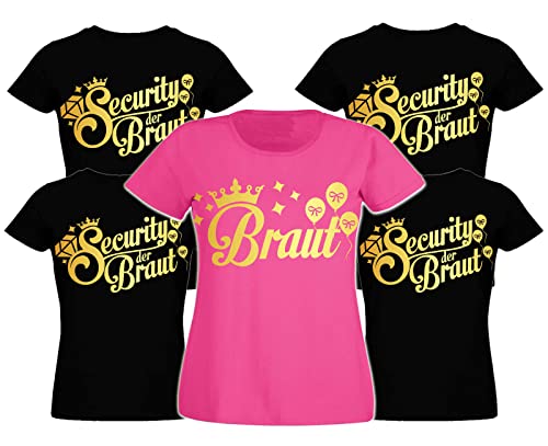 Junggesellinnenabschied Frau/Damen/Girlie T-Shirt - Braut/Security der Braut - JGA Junggesellenabschied Bride Hochzeit Team (as3, Alpha, l, Regular, Regular, Schwarz/Security der Braut) von Generisch