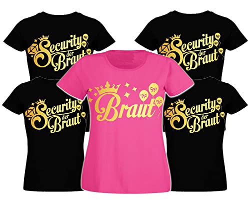 Junggesellinnenabschied Frau/Damen/Girlie T-Shirt - Braut/Security der Braut - JGA Junggesellenabschied Bride Hochzeit Team (as3, Alpha, s, Regular, Regular, Schwarz/Security der Braut) von Generisch