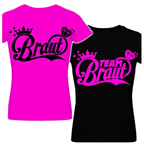 Junggesellinnenabschied Frau/Damen/Girlie T-Shirt - Braut/Team Braut - Security JGA Junggesellenabschied Bride (as3, Alpha, l, Regular, Regular, Pink/Braut) von Generisch