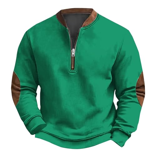 Jungs Sweatshirt Einfarbig Men's Casual Fashion Loose 3D Printed Zipper Long Sleeved Hoodie Herren Sweatshirt Mit Druck (Green, M) von Generisch
