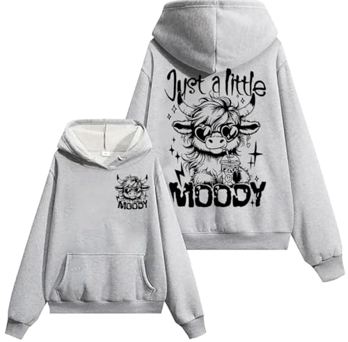 Just A Little Moody Hoodie & Sweatshirt, Just A Little Moody Shirt, Western-Kapuzenpullover, Damen, Herren, Grau 1, M von Generisch