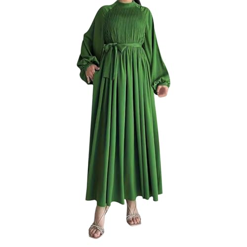 Kaftan-Kleider für Damen, schlicht, lang, bescheidene islamische Gebetskleidung, Freizeitkleidung, Dubai-Outfits, Maxikleid, Kaftan, Maxikleid, islamisches Dubai-Gewand, grün, 36 von Generisch