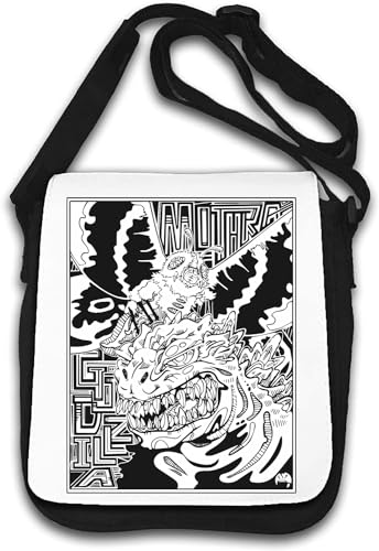 Kaiju Comic Book Style Fight Poster Umhängetasche weiß von Generisch