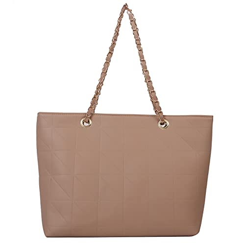 Kamera-Schultertasche für Damen, modisch, einfarbig, Leder, Diamanttasche, Reißverschluss, Metallkette, Schultergurt, Schultertasche für Damen, khaki, Einheitsgröße von Generisch