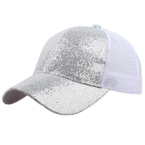 Kappe Damen Glitzer Basecap Atmungsaktiv Baseball Cap Pferdeschwanz Sonnenhut Einstellbar Baseballkappe Pailletten Party Hüte Laufcap Sportkappe Schirmmütze 1 Cent Artikel von Generisch
