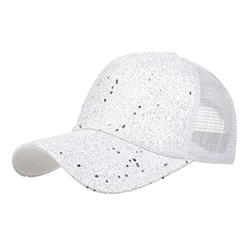Kappe Damen Glitzer Basecap Atmungsaktiv Baseball Cap Pferdeschwanz Sonnenhut Einstellbar Baseballkappe Pailletten Party Hüte Laufcap Sportkappe Schirmmütze Winterjacke Damen Sale von Generisch