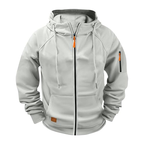 Kapuzen Sweatjacke Herren,Herren Sweatjacke mit Reißverschluss Oversized Taktisches Sportjacke Kapuzenpullover mit Taschen Gym Militärisches Kapuzenpullover Oberteile für Männer von Generisch