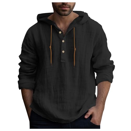 Kapuzen T-Shirt,Musselin Hemd Herren Mit Kapuze Sommer kurzarm/Langarm Leinenhemd Hoodie Dünn Einfarbig Henley Shirt Männer Modische Sommerhemd Lässig Freizeithemden Oversize Kapuzenhemd Schwarz 3XL Kapuzen T-Shirt,Musselin Hemd Herren Mit Kapuze Sommer kurzarm/Langarm Leinenhemd Hoodie Dünn Einfarbig Henley Shirt Männer Modische Sommerhemd Lässig Freizeithemden Oversize Kapuzenhemd Schwarz 3XL von Generisch