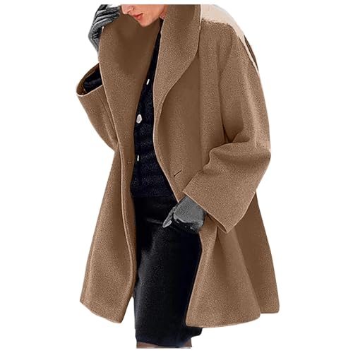 Kapuzenjacke Damen Lang Baumwolle Winterjacke Elegant Wintermantel Knöpfe Übergangsjacke Winddicht Trenchcoat Warm Jacke Einfarbig Mantel Leichte Jacken Langarm Übergangsjacken Frauen Locker von Generisch