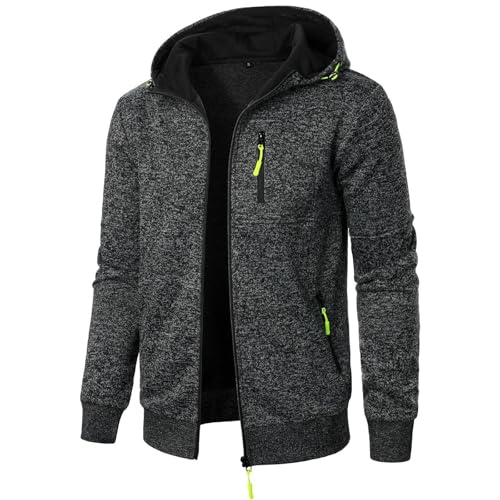 Kapuzenjacke Herren,Hoodie Herren Baumwolle Einfarbig mit Reißverschluss Pullover Langarm Oversized Sweatjacke Männer Kapuzenpullover Sweatshirt Warm mit Taschen Winter Sportjacke Outdoorjacke von Generisch