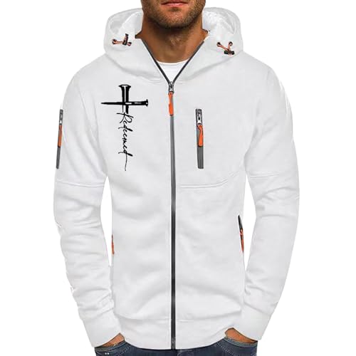 Kapuzenjacke Herren Baumwolle Schwarz Sweatjacke Herren Mit Kapuze Grau Druckte Freizeitjacke Einfarbig Kapuzenpulli Slim Fit Trainingsjacke Herbst Winter Übergangsjacke Alltagsjacke Herbstjacke von Generisch