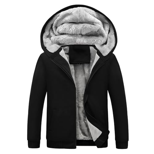 Kapuzenjacke Herren Gefüttert, Herren Fleecejacke Full Zip, Sweatjacke Loose Fit Hoodie Mit Reißverschluss Bomberjacke Weich Sportjacke Stretch Sweatshirt Mit Kapuze Winterjacke Casual, von Generisch