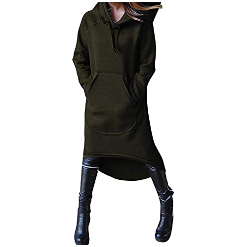 Kapuzenkleid Damen Langarm Schwarz Lang Oversize Pulloverkleid Mit Kapuze Taschen Baumwolle Große Größen Hoodie Kleid Sweatshirt Kleid Vintage Herbst 3Xl Sweatshirtkleid Hoodiekleider Sweatkleid von Generisch