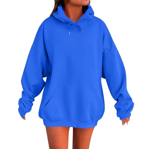 Kapuzenpulli Damen Oversize Hoodies Für Teenager Mädchen Oversized Sweatshirt Kapuzenpullover Grosse Grössen Herbst Winter Hoody mit Tasche Baumwolle Pullover Einfarbig Basic Langrmshirt von Generisch