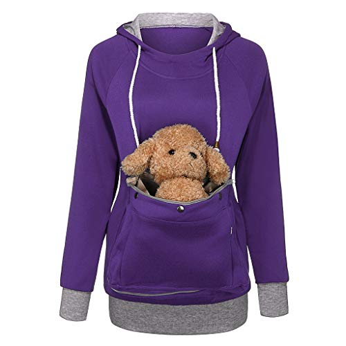 Kapuzenpullover Damen Mit Katzen Hund Tasche Hunde Winter Kapuze Katzenpulli Katzenpullover Dog Pouch Übergröße Katze Mit Hundetasche Pullover Hoodie Langarm Große Größen Herbst Pulli Tops von Generisch