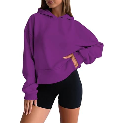 Kapuzenpullover Damen Oversize Pullover Sweatshirt Pulli Sweatjacke mit Taschen Hoody Damen Mit Kapuze Langarmshirt Einfarbig Tracksuit Y2K Hoodies Lässige Loose Sportshirt Übergangsjacke Mantel von Generisch