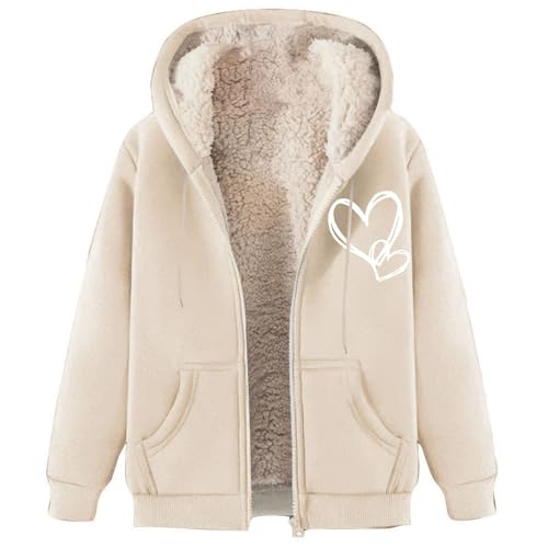 Kapuzenpullover Damen Oversized Warm Gefüttert Fleecejacke mit Kapuze Einfarbig Sweatshirt Hoodie 2025 Große Größen Drucken Funktionsjacke für Outdoorarbeiten und Tägliches Tragen von Generisch