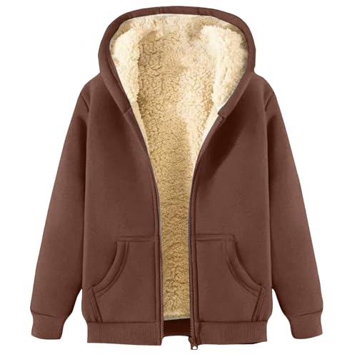 Kapuzenpullover Damen Winter Sweatjacke Damen Gefüttert Fleecejacke Warm mit Kapuze Einfarbig Sweatshirt Fleece Hoodie Zip Kapuzenjacke mit Reißverschluss Winterjacke Pullover von Generisch