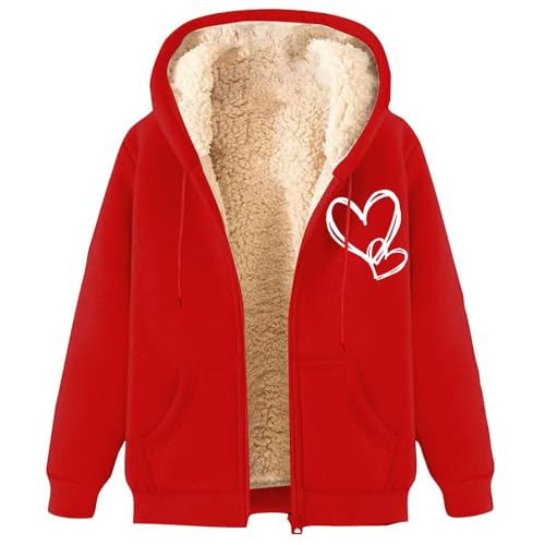 Kapuzenpullover Damen Winter Sweatjacke Damen Gefüttert Fleecejacke Warm mit Kapuze Einfarbig Sweatshirt Hoodie Zip Kapuzenjacke mit Reißverschluss Wärme Frauen Draussen Winddichte Kapuzenmantel von Generisch