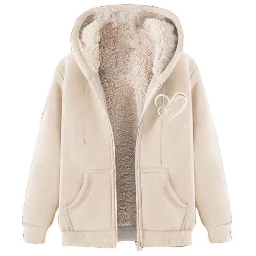 Kapuzenpullover Damen Winter Sweatjacke Damen Gefüttert Fleecejacke Warm mit Kapuze Einfarbig Sweatshirt Hoodie Zip Kapuzenjacke mit Reißverschluss Winterjacke Mantel Parka Fleecemantel fleecePullove von Generisch
