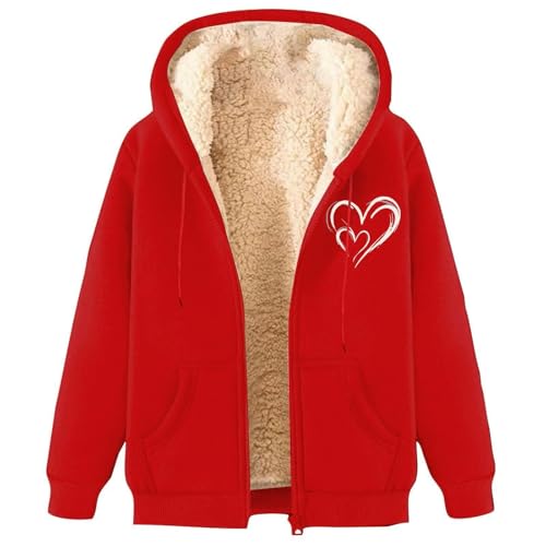 Kapuzenpullover Damen Winter Sweatjacke Damen Gefüttert Fleecejacke Warm mit Kapuze Einfarbig Sweatshirt Hoodie Zip Kapuzenjacke mit Reißverschluss Winterjacke Mantel Parka Fleecemantel fleecePullove von Generisch