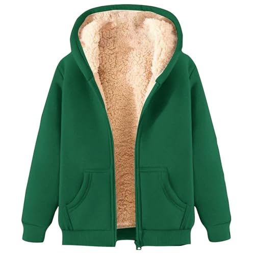 Kapuzenpullover Damen Winter Sweatjacke Damen Gefüttert Fleecejacke Warm mit Kapuze Einfarbig Sweatshirt Hoodie Zip Kapuzenjacke mit Reißverschluss Winterjacke Mantel Parka Fleecemantel fleecePullove von Generisch