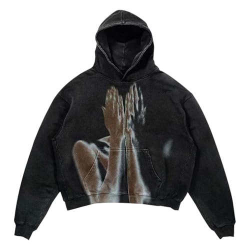 Kapuzenpullover Herren Damen Y2K Hoodie Print Letter Basic Vintage Sweater #17 von Generisch