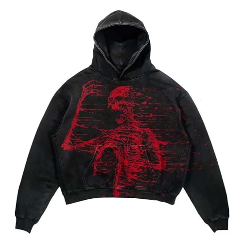 Kapuzenpullover Herren Damen Y2K Hoodie Print Letter Basic Vintage Sweater #63 von Generisch