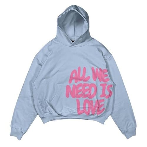 Kapuzenpullover Herren Damen Y2K Hoodie Print Letter Basic Vintage Sweater von Generisch