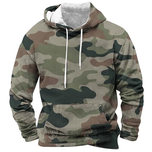 Kapuzenpullover Herren Langarm Hoodie Casual Kapuzenjacke Classic Männer Sweatjacke Rollkragen Hooded Sweat Shirt Männer Kapuzenpulli Hooded Sweat Hip Hop Fleece Pulli Streetwear (Camouflage, XL) von Generisch