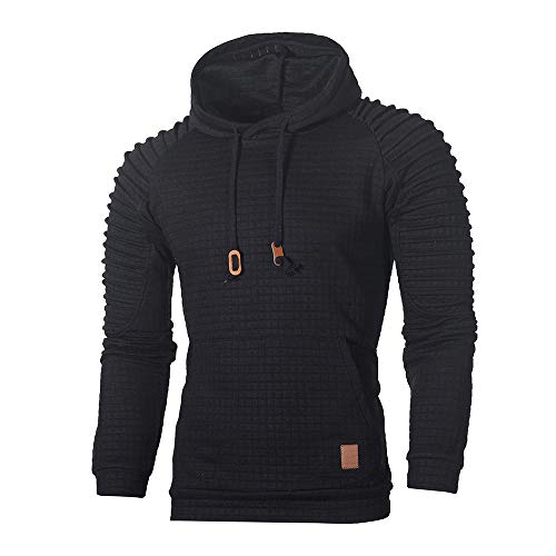 Kapuzenpullover Herren Mit Taschen, Herren Sweatshirt Mit Kapuze Kängurutasche Sportoberteil Waffel Stoffjacke Jacquard Sweatpullover Pullover Wandern Oberteil Slim Fit Regular Fit Kapuzenpulli von Generisch