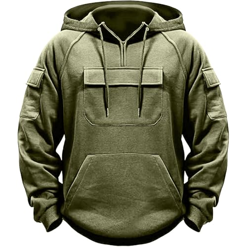 Kapuzenpullover Herren mit Reißverschluss, Sweatshirt Herren mit Kapuze Warm, Hoodie Leichtgewichts Kapuzenpulli Einfarbig Pullover mit Vielen Taschen Arbeitspullover Loose Fit Pulli von Generisch