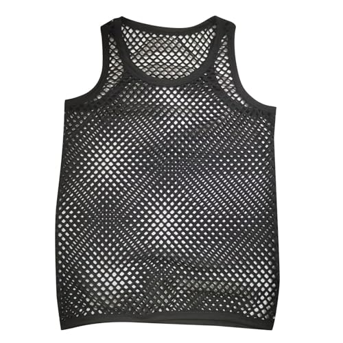 Kapuzenpullover Transparent Kuezarm T-Shirt Herren Durchsichtige Schlupfhemd mit Kapuze Netzhemd Sexy Netz Unterhemd Dünnes und Atmungsaktiv Mesh Netzshirt Fischnetz-Shirts Clubwear von Generisch