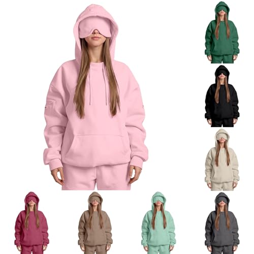 Kapuzenpullover mit integrierter Augenmaske Unisex Bequemer Flugzeugmodus, Reise-Kapuzenpullover Hoodie Herren Damen Oversize Pullover für Erwachsene Männer Frauen von Generisch