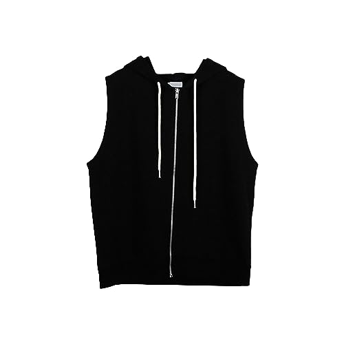 Kapuzenweste Damen Ärmellos - Damen Hoodie Mit Kapuze Sweatjacke Einfarbig Kapuzenshirt Mit Reißverschluss Casual Sweatweste Leicht Atmungsaktive Kapuzenpullover Elegante Kapuzenpulli Sweatshirt von Generisch