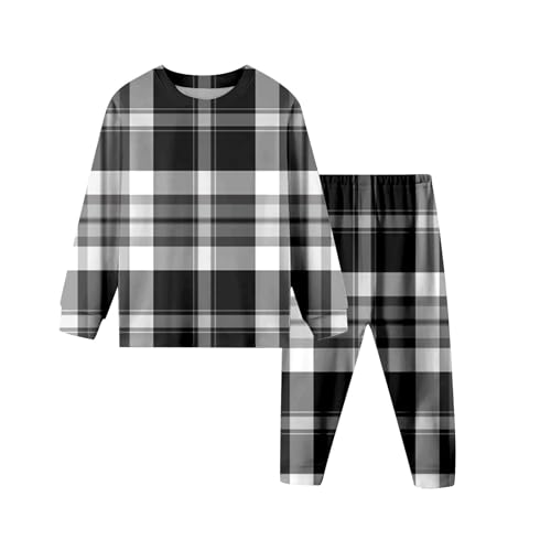 Karierter Pyjama Jungen, Schlafanzug Winter Weihnachten Langarm Homewear Weich Casual Mode Sleepwear Bequemer Oberteil Und Hose Pjs Outfit Classic Loungewear Geschenk Silvester von Generisch