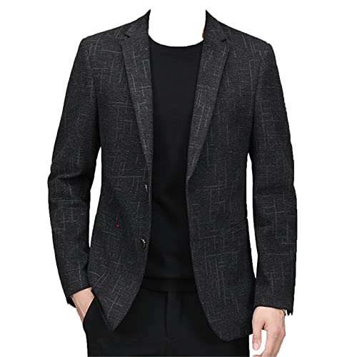 Karierter Vintage Casual Blazer für Herren Leichter Anzug Sportmantel mit 2 Knöpfen Slim Fit Business Hochzeits Smoking Jacke (4XL,Grau) von Generisch