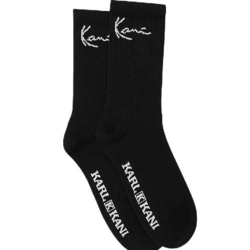 Karl Kani 2P Signature Crew Socken Unisex Baumwollmischung 2er Set (DE/NL/SE/PL, Numerisch, 39, 42, Regular, Regular, Schwarz) von Generisch