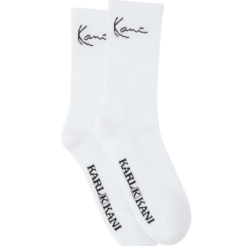 Karl Kani 2P Signature Crew Socken Unisex Baumwollmischung 2er Set (DE/NL/SE/PL, Numerisch, 43, 46, Regular, Regular, Weiß) von Generisch