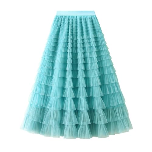 Karneval Kostüm Tüllrock für Damen Faltenrock Lang Elegant Asymmetrisch Mesh Rock Lang Stufenrock Tüll Rock Knielang Tütü Röcke für Karneval Party Hochzeit Fest Freizeit Tüllrock Unterrock Rock von Generisch