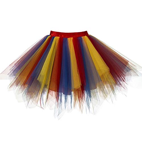 Karneval Tüllrock Damen Kurz Tütü Rock Fasching Kostüm - Hohe Taille Tüllrock 50Er Rockabilly Petticoat Tutu Unterrock Minirock Tüll Ballett Multi-Schichten Tütü Rock für Erwachsene Karneval Kostüm von Generisch