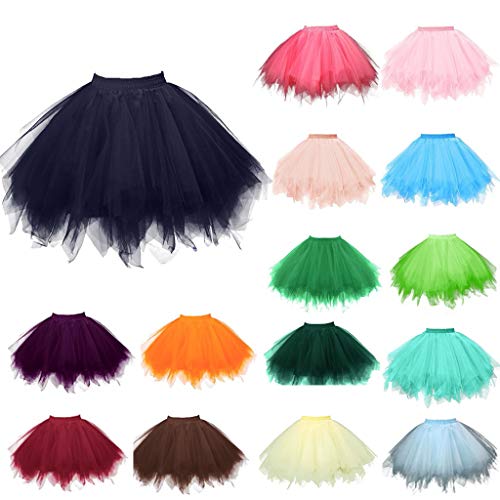 Karneval Tüllrock Damen Kurz Tütü Rock Fasching Kostüm - Hohe Taille Tüllrock 50Er Rockabilly Petticoat Tutu Unterrock Minirock Tüll Ballett Multi-Schichten Tütü Rock für Erwachsene Karneval Kostüm von Generisch