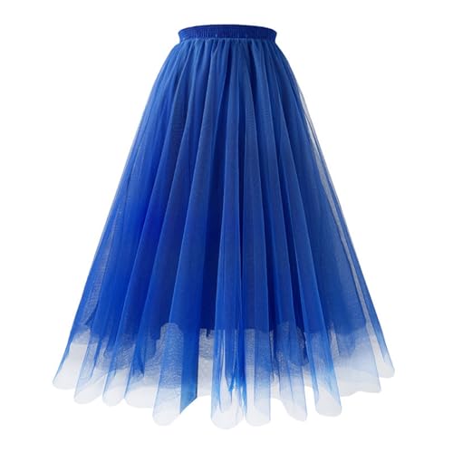 Karneval Tüllrock für Damen Faltenrock Röcke Lang Skater Röcke Midirock Sommerrock Tüllrock Ballett Hochzeit Damen Karneval Kostüm Lang Elegant Knielang Elastisch Hohe Taille Stufendecke Mesh von Generisch