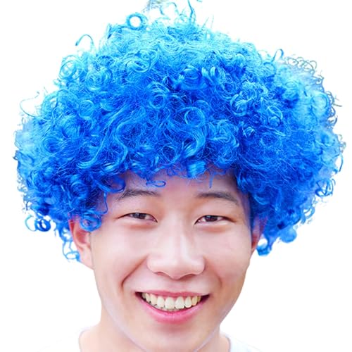 Karnevalsperücken Damen Herren Clown Clownsperücke Afro Locken Halloween Karneval Locken Volumen Einfarbig Disco Karneval Mottoparty Fasching Maskenball von Generisch