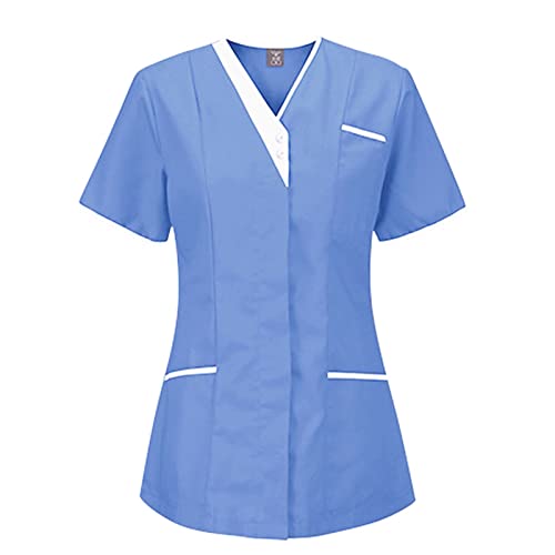 Kasacks Damen Pflege Blau Günstig Berufsbekleidung Oberteile Kurzarm Arbeitskleidung Tshirt Mit V-Ausschnitt Schlupfkasack Medizinische Uniform Krankenschwester Kostüm Schlupfhemd Kasacks Damen Pflege Blau Günstig Berufsbekleidung Oberteile Kurzarm Arbeitskleidung Tshirt Mit V-Ausschnitt Schlupfkasack Medizinische Uniform Krankenschwester Kostüm Schlupfhemd von Generisch